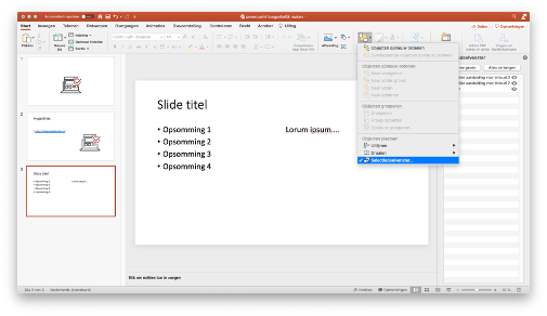 schermafdruk van powerpoint voor het controleren en aanpassen van de leesvolgorde
